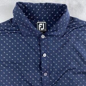 Footjoy Polo Shirt Men‎ Sz XL Blue All Over Print Golf Resort Short Sleeve